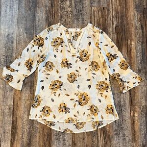 Maurices Cream and Yellow Floral Blouse